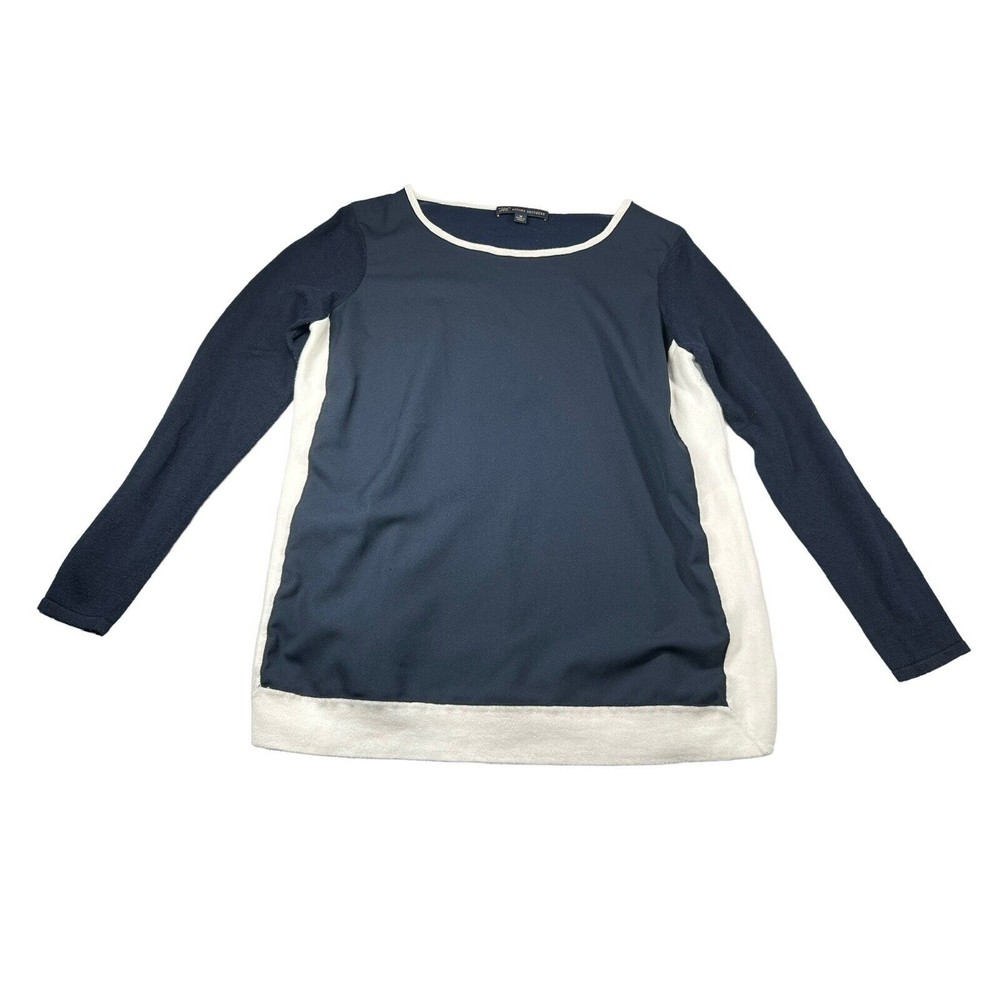 346”Brooks Brothers Navy White Crewneck Thin‎ Sweater size medium womens